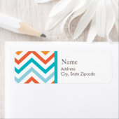 Blauw en Oranje Chevron Adreslabel Etiket (Insitu)