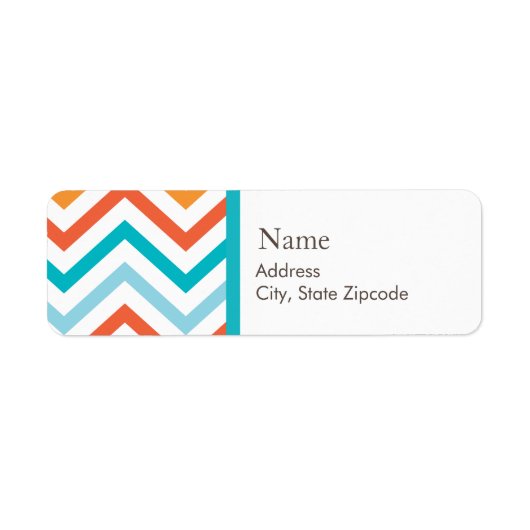 Blauw en Oranje Chevron Adreslabel Etiket (Voorkant)
