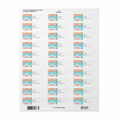 Blauw en Oranje Chevron Adreslabel Etiket (Full Sheet)