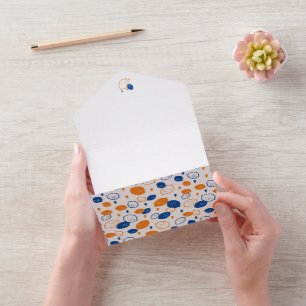 Blauw en Oranje Citroen Patroon Speels Fruit-Thema All In One Uitnodiging