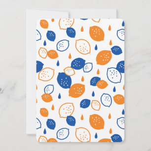 Blauw en Oranje Citroen Patroon Speels Fruit-Thema Kaart