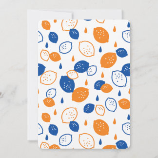Blauw en Oranje Citroen Patroon Speels Fruit-Thema Kaart