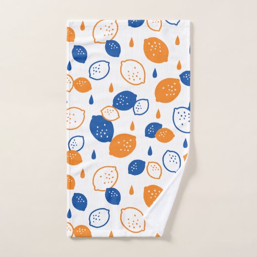 Blauw en Oranje citroenpatroon Speels fruitthema Bad Handdoek (Handdoek)