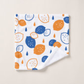 Blauw en Oranje citroenpatroon Speels fruitthema Bad Handdoek (Wasdoekje)