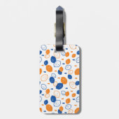 Blauw en Oranje citroenpatroon Speels fruitthema Bagagelabel (Achterkant verticaal)