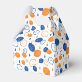 Blauw en Oranje citroenpatroon Speels fruitthema Bedankdoosjes (Achterkant)