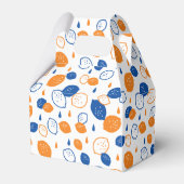 Blauw en Oranje citroenpatroon Speels fruitthema Bedankdoosjes (Voorkant Zijde)