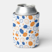 Blauw en Oranje citroenpatroon Speels fruitthema Blikjeskoeler (Blikje Voorkant)