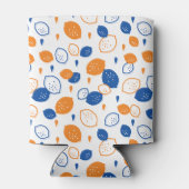 Blauw en Oranje citroenpatroon Speels fruitthema Blikjeskoeler (Achterkant)