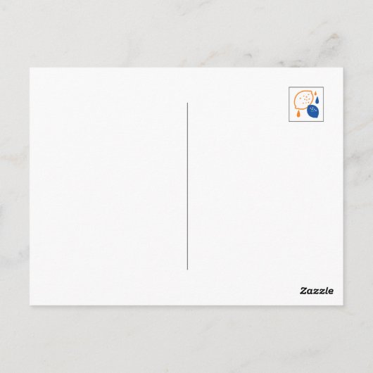 Blauw en Oranje citroenpatroon Speels fruitthema Briefkaart (Achterkant)