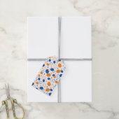 Blauw en Oranje citroenpatroon Speels fruitthema Cadeaulabel (Met Touw)
