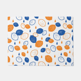 Blauw en Oranje citroenpatroon Speels fruitthema Deurmat