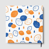 Blauw en Oranje citroenpatroon Speels fruitthema Gastenboek (Achterkant)