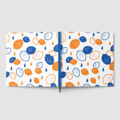 Blauw en Oranje citroenpatroon Speels fruitthema Gastenboek (Volledig)