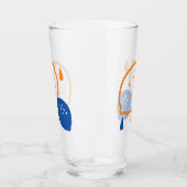 Blauw en Oranje citroenpatroon Speels fruitthema Glas (Links)