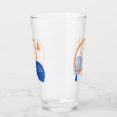 Blauw en Oranje citroenpatroon Speels fruitthema Glas (Rechts)