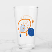 Blauw en Oranje citroenpatroon Speels fruitthema Glas (Voorkant)