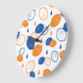 Blauw en Oranje citroenpatroon Speels fruitthema Grote Klok (Hoek)