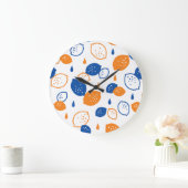Blauw en Oranje citroenpatroon Speels fruitthema Grote Klok (Huis)