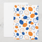 Blauw en Oranje citroenpatroon Speels fruitthema Kaart (Voorkant / Achterkant)