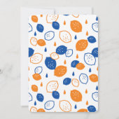 Blauw en Oranje citroenpatroon Speels fruitthema Kaart (Voorkant)