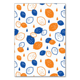 Blauw en Oranje citroenpatroon Speels fruitthema Kaart