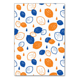 Blauw en Oranje citroenpatroon Speels fruitthema Kaart