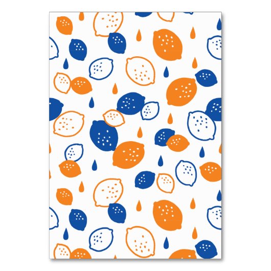 Blauw en Oranje citroenpatroon Speels fruitthema Kaart (Voorkant)