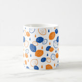 Blauw en Oranje citroenpatroon Speels fruitthema Koffiemok (Center)