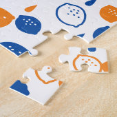 Blauw en Oranje citroenpatroon Speels fruitthema Legpuzzel (Zijkant)