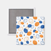 Blauw en Oranje citroenpatroon Speels fruitthema Magneet (Voorkant / Achterkant)