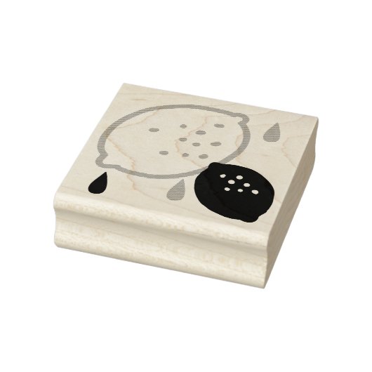 Blauw en Oranje citroenpatroon Speels fruitthema Rubberstempel (Stempel)