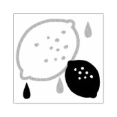 Blauw en Oranje citroenpatroon Speels fruitthema Rubberstempel (Afrduk)