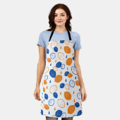 Blauw en Oranje citroenpatroon Speels fruitthema Schort (Gedragen)