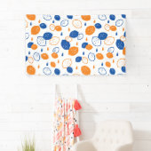 Blauw en Oranje citroenpatroon Speels fruitthema Spandoek (Insitu)