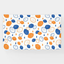 Blauw en Oranje citroenpatroon Speels fruitthema