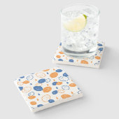 Blauw en Oranje citroenpatroon Speels fruitthema Stenen Onderzetter (Zijkant)