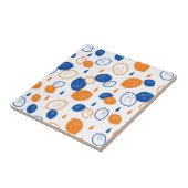 Blauw en Oranje citroenpatroon Speels fruitthema Tegeltje (Zijkant)
