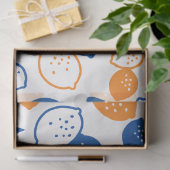 Blauw en Oranje citroenpatroon Speels fruitthema Tissuepapier (Geschenk)