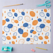 Blauw en Oranje citroenpatroon Speels fruitthema Tissuepapier (Craft)