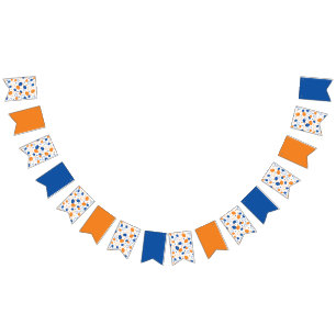 Blauw en Oranje citroenpatroon Speels fruitthema Vlaggetjes