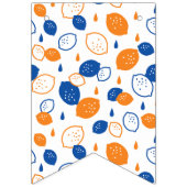 Blauw en Oranje citroenpatroon Speels fruitthema Vlaggetjes (Derde vlag)