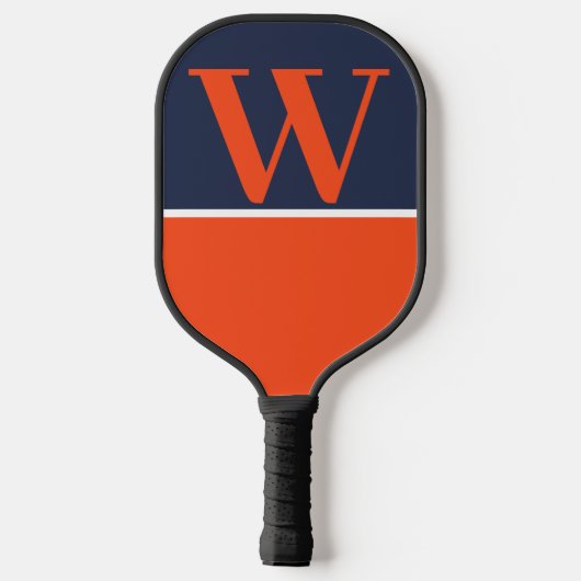 Blauw en Oranje College Monogram Pickleball Paddle (Achterkant)