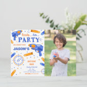 Blauw en Oranje Dart Pistool Foto Kaart (Staand voorkant)