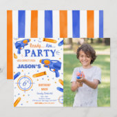 Blauw en Oranje Dart Pistool Foto Kaart (Voorkant / Achterkant)