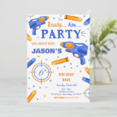 Blauw en Oranje Dart Pistool Kaart (Staand voorkant)