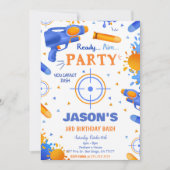 Blauw en Oranje Dart Pistool Verjaardag Kaart (Voorkant)