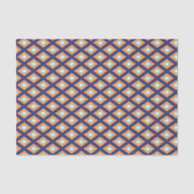 Blauw en Oranje Etnisch Tribal Ikat Pattern