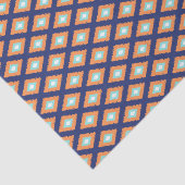 Blauw en Oranje Etnisch Tribal Ikat Pattern Tissuepapier (Detail)