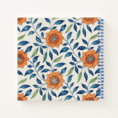 Blauw en Oranje Floral Patroon Notitieboek (Achterkant)